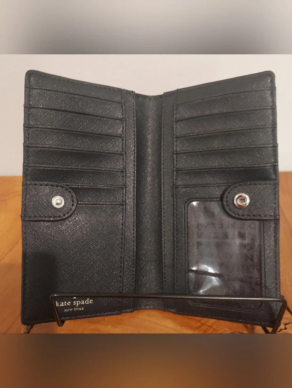 Kate Spade New York Black Leather Jeweled Bow Wallet